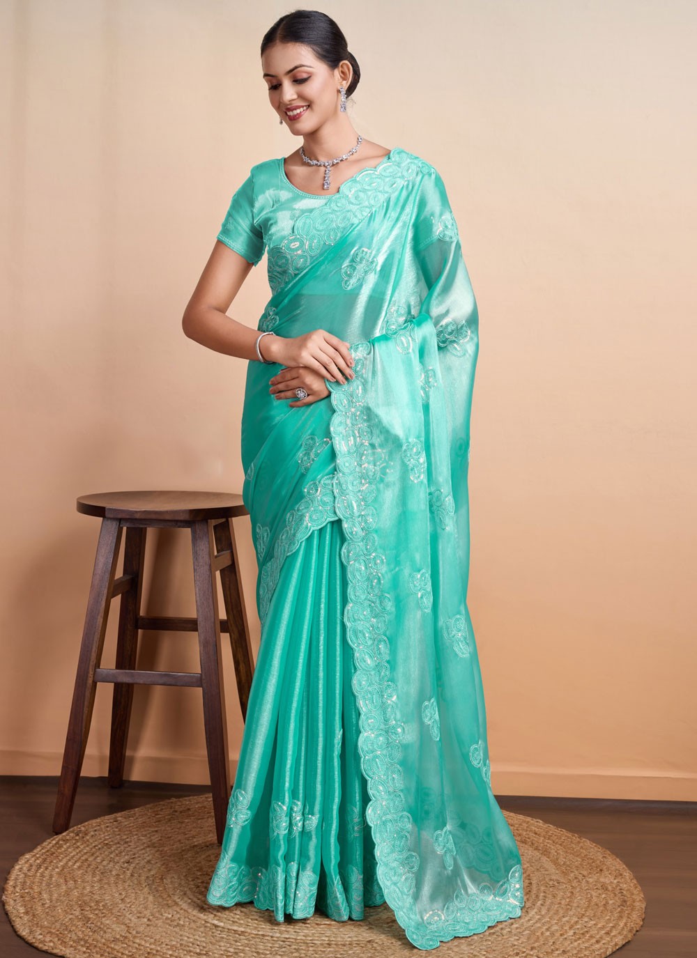 Classic Border Work Organza Saree - S7129