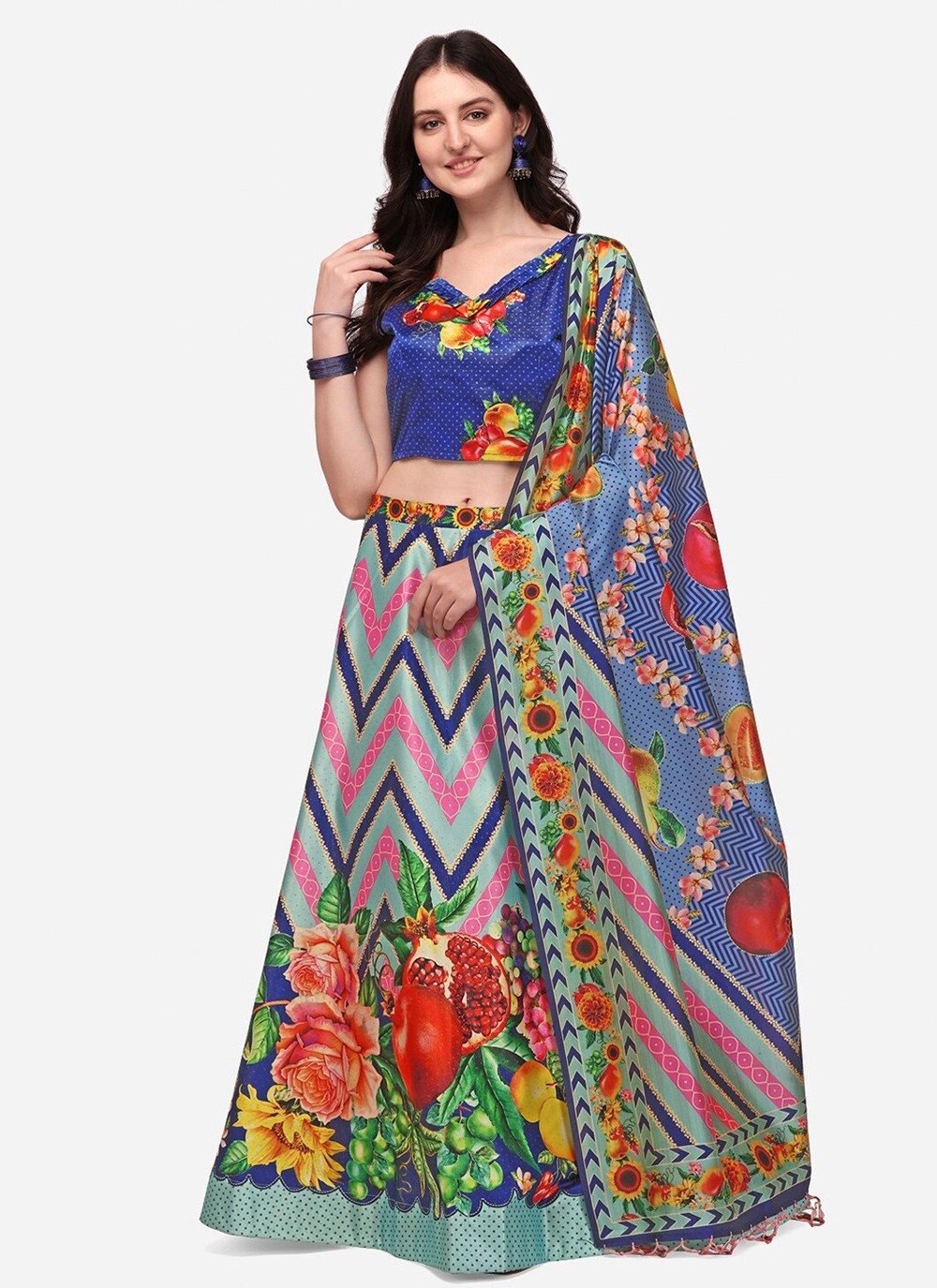 Digital Print Satin A - Line Lehenga - L2075