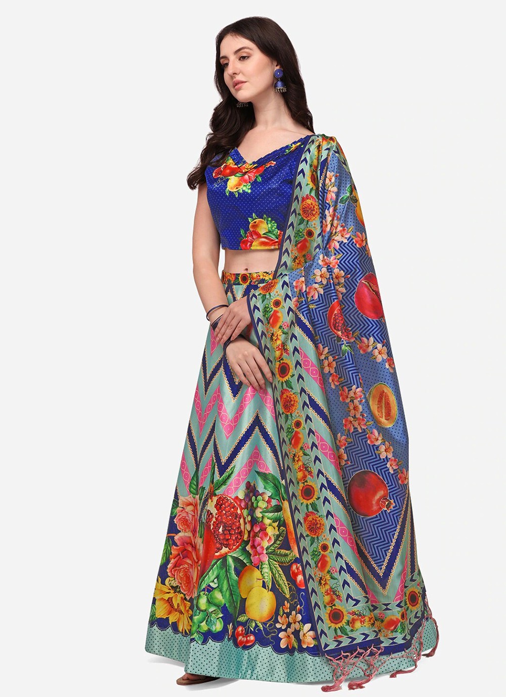 Digital Print Satin A - Line Lehenga - L2075