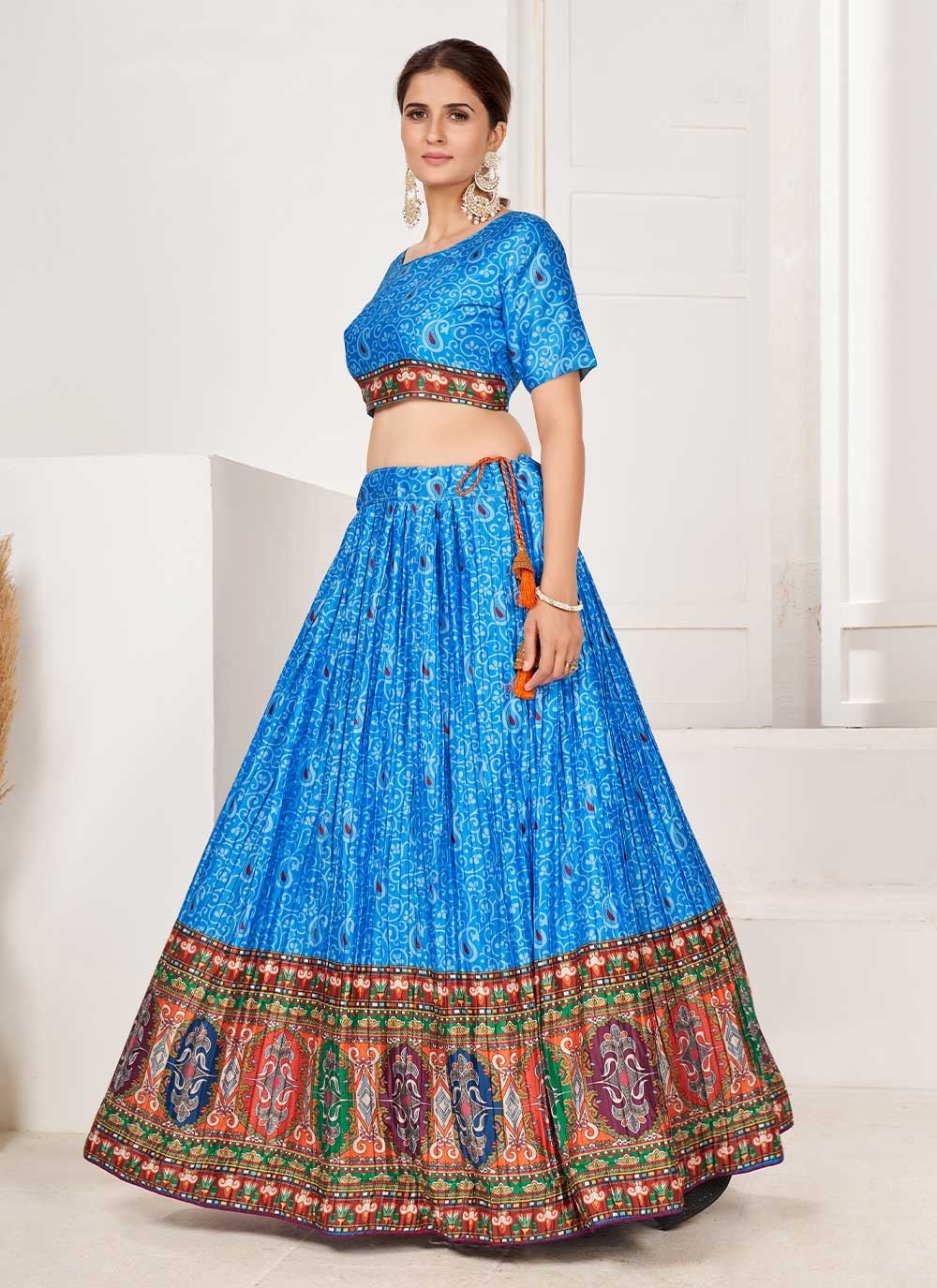 Digital Print Satin A - Line Lehenga - L0685