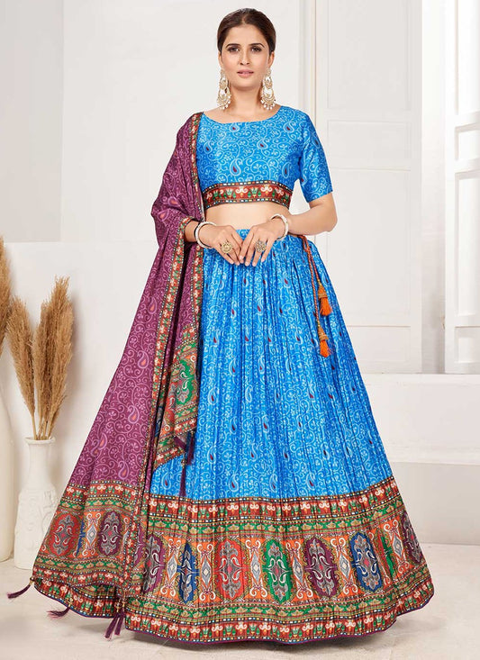 Digital Print Satin A - Line Lehenga - L0685