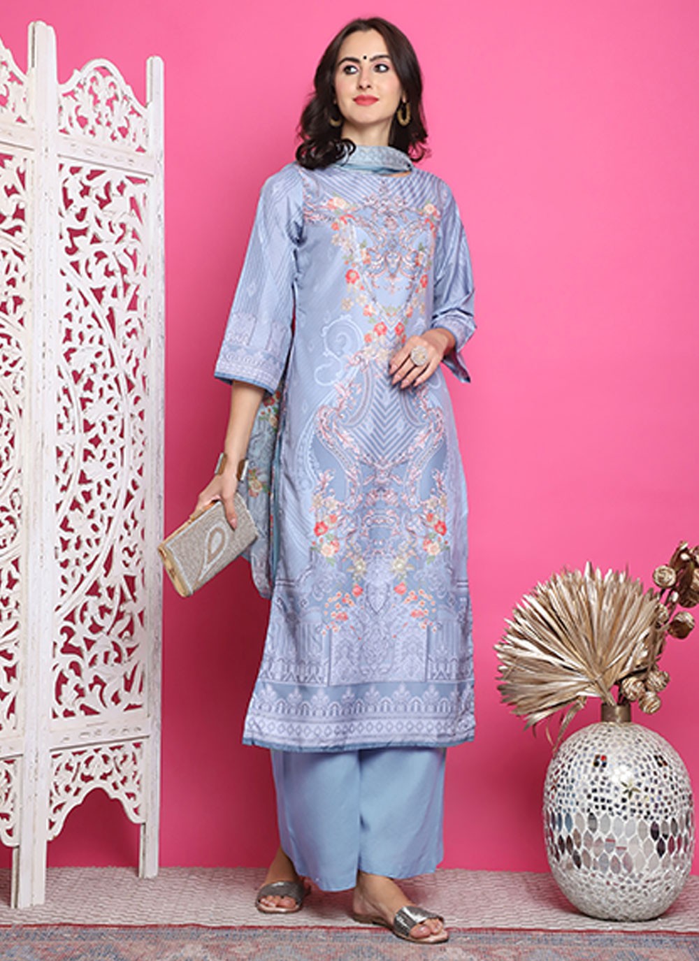 Satin Salwar Suit - T3163