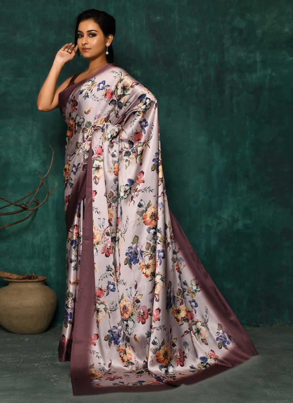 Classic Digital Print Faux Georgette Saree - S2174