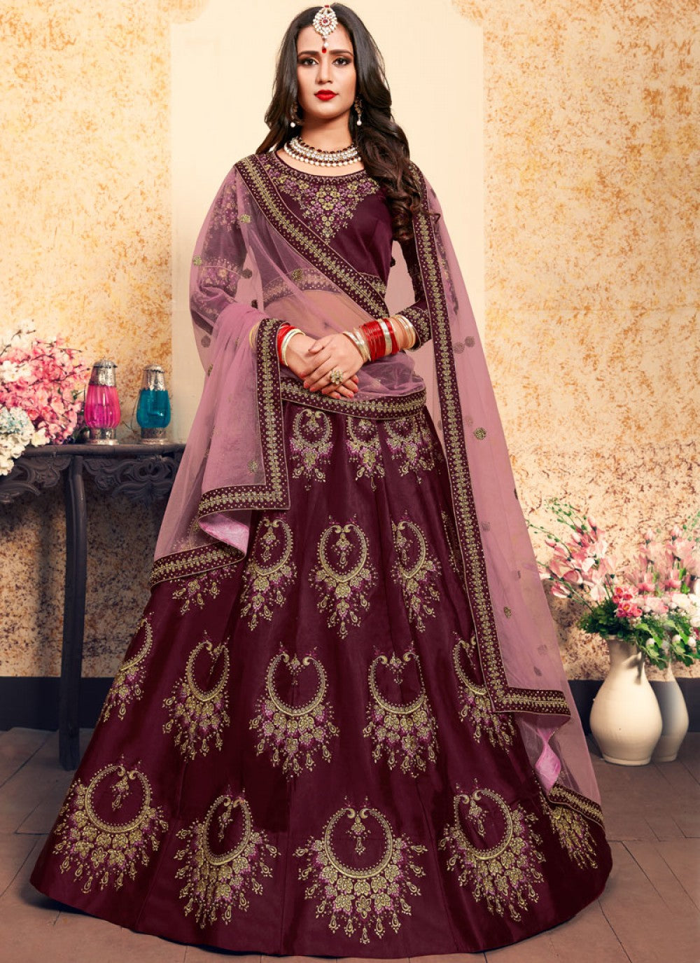 Swarovski Satin A - Line Lehenga - L0012