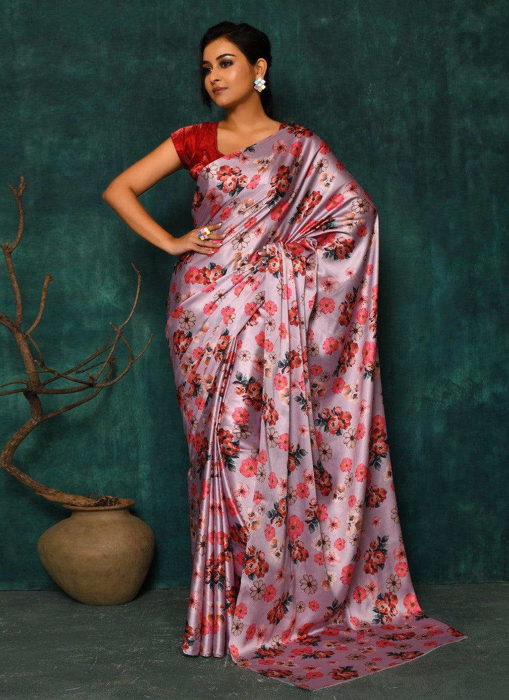 Classic Digital Print Faux Georgette Saree - S2174