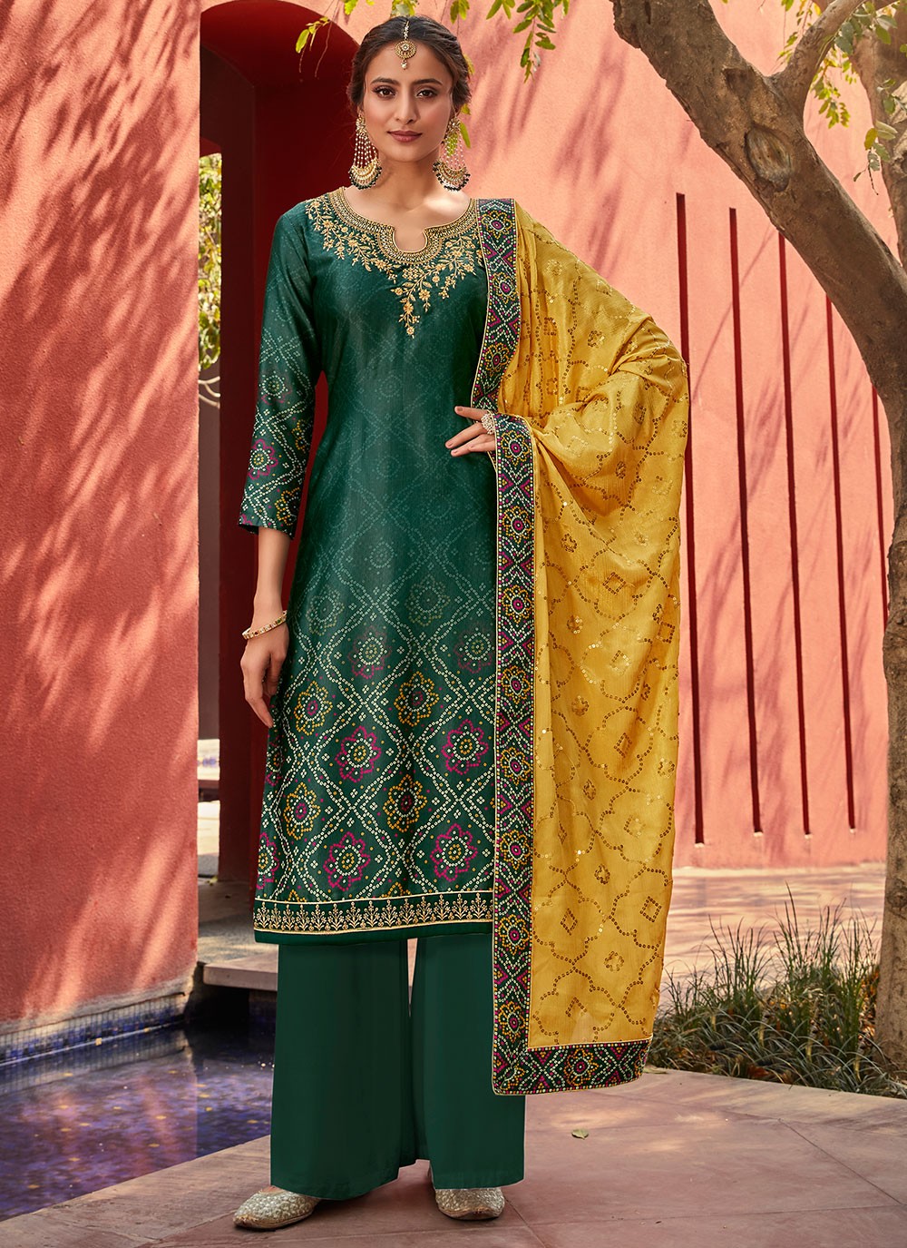 Satin Palazzo Suit - T223