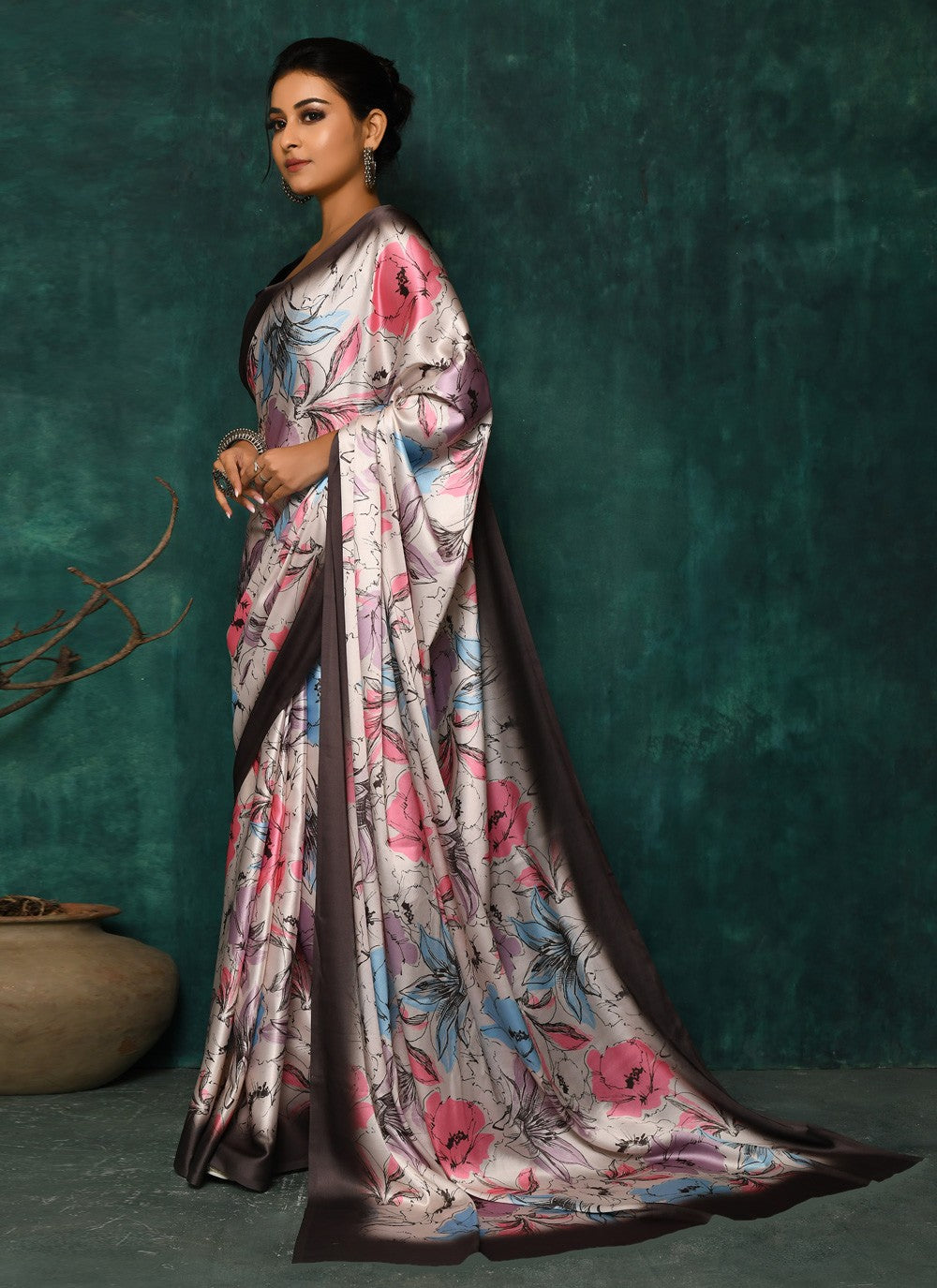 Classic Digital Print Faux Georgette Saree - S2342