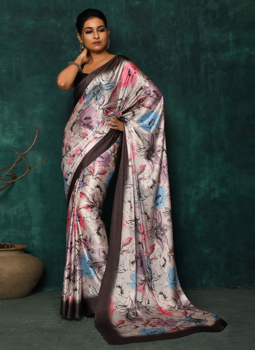 Classic Digital Print Faux Georgette Saree - S2342