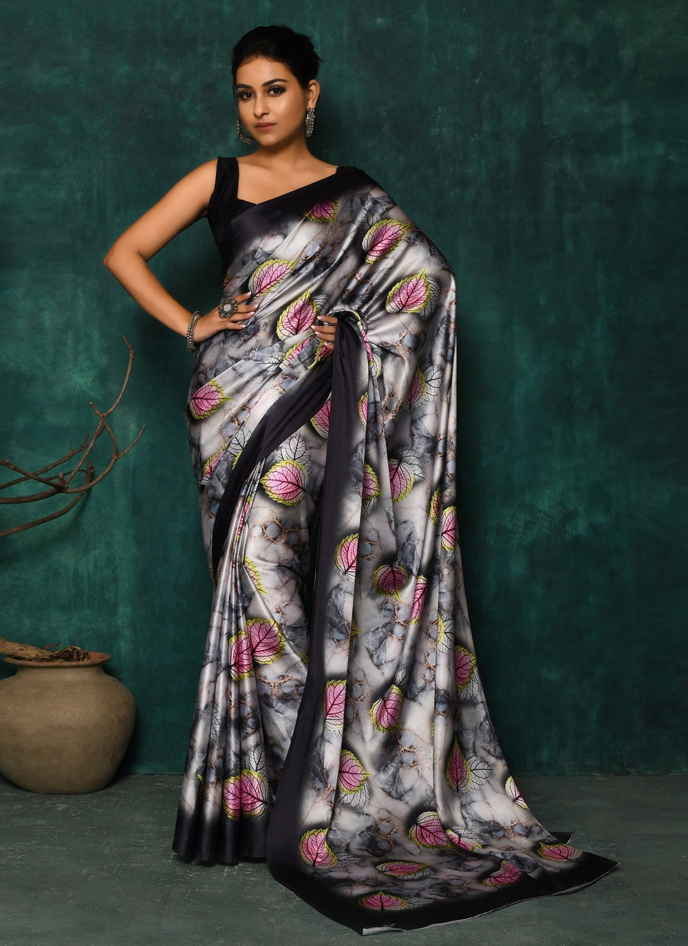 Classic Digital Print Faux Georgette Saree - S2174