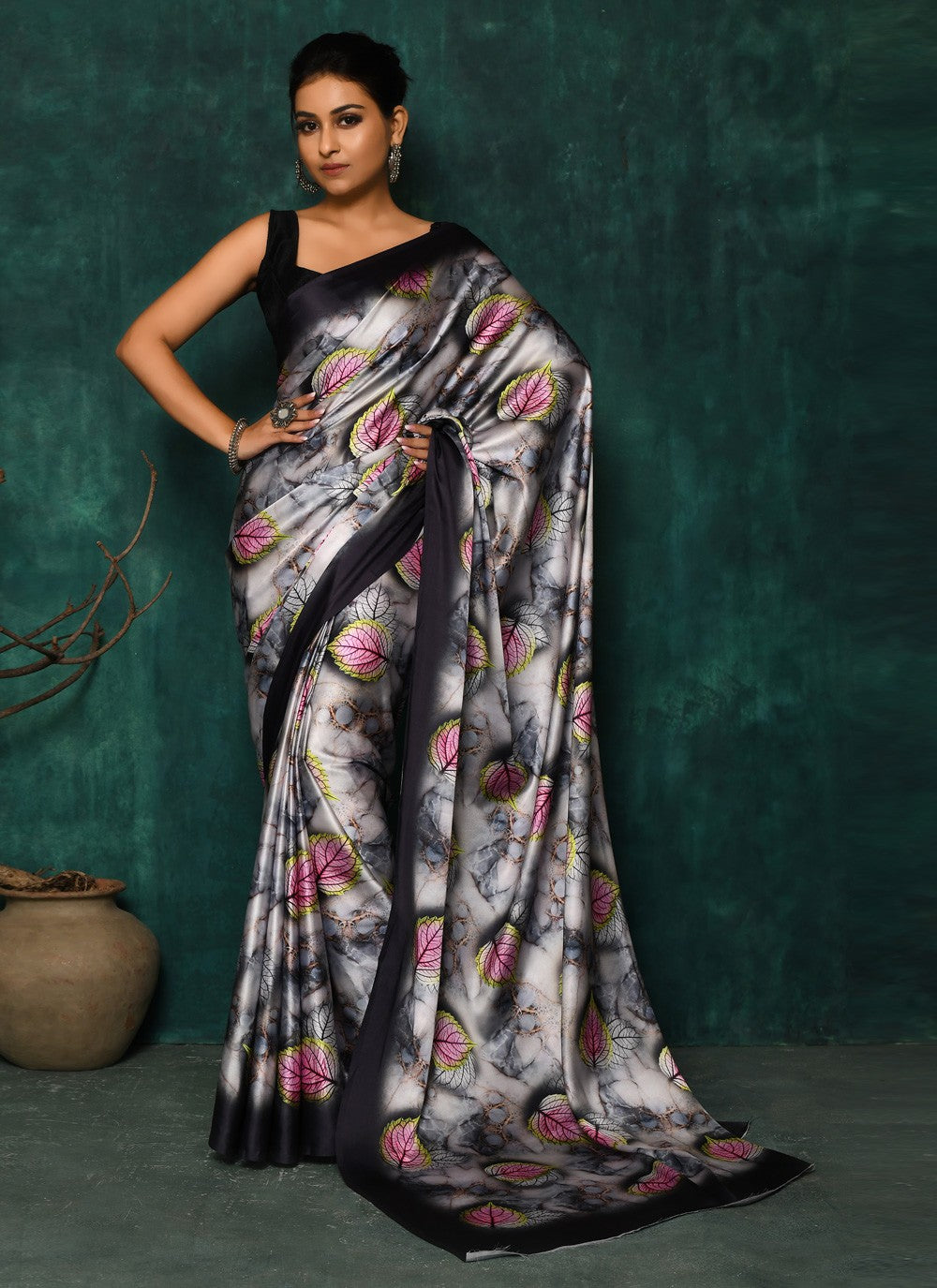 Classic Digital Print Faux Georgette Saree - S2342