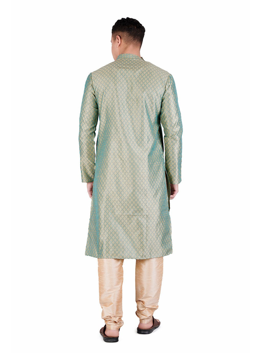 Weaving Zari Jacquard, Satin Firozi Kurta Pyjama - M6527