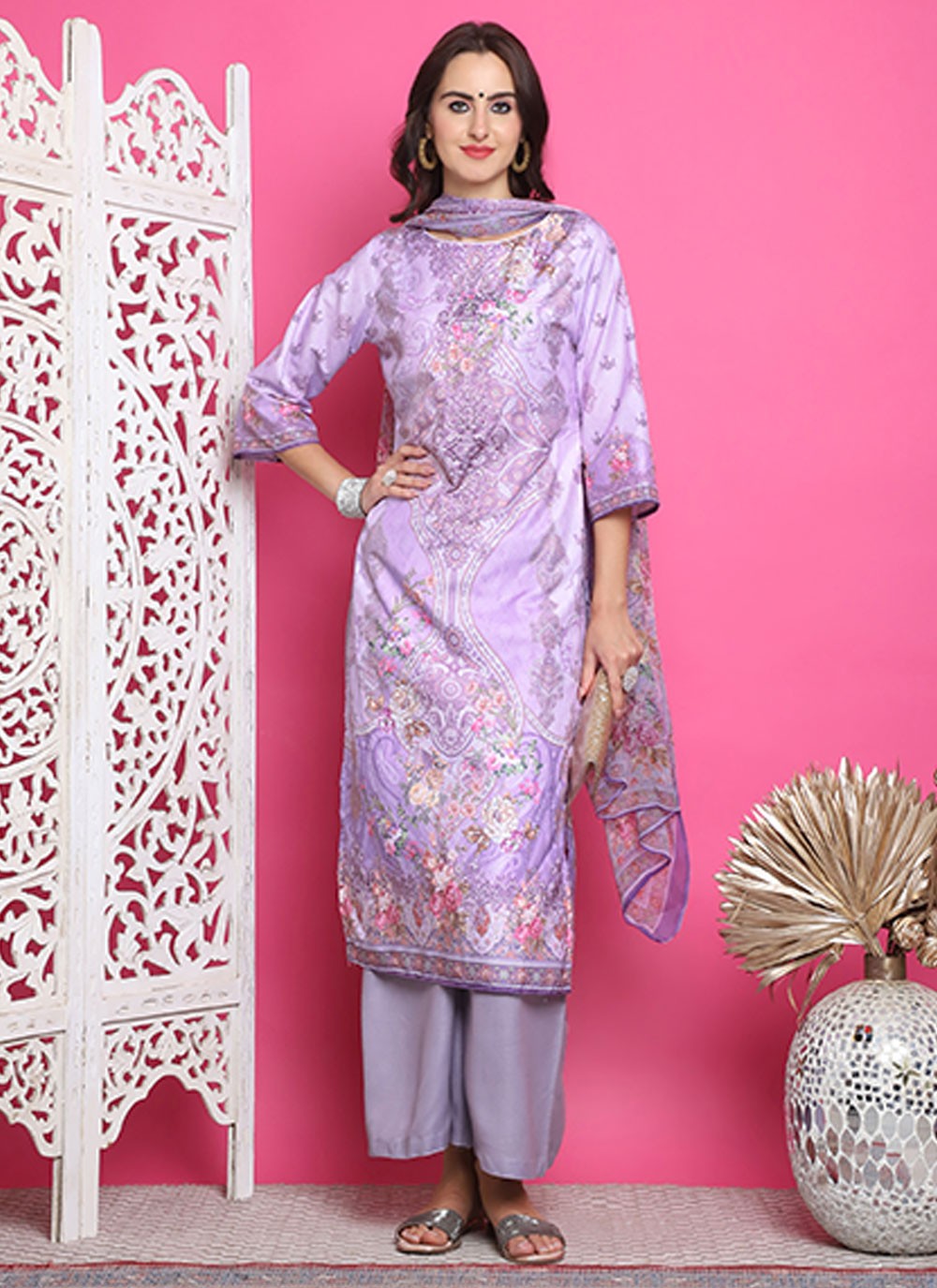 Satin Salwar Suit - T3163