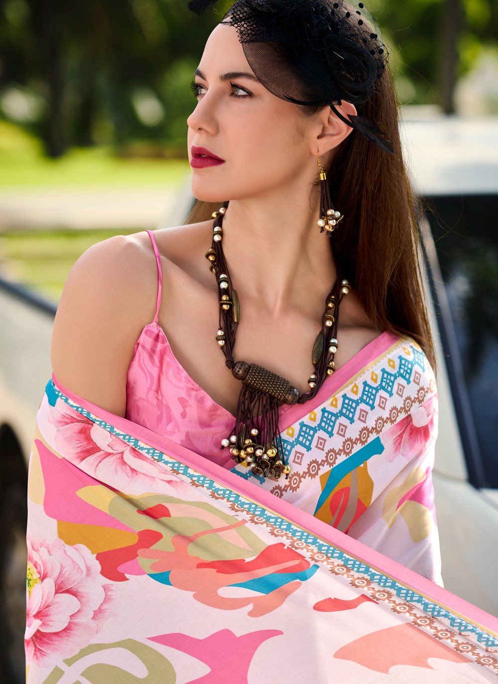 Abstract Print Pure Crepe Saree - S12142