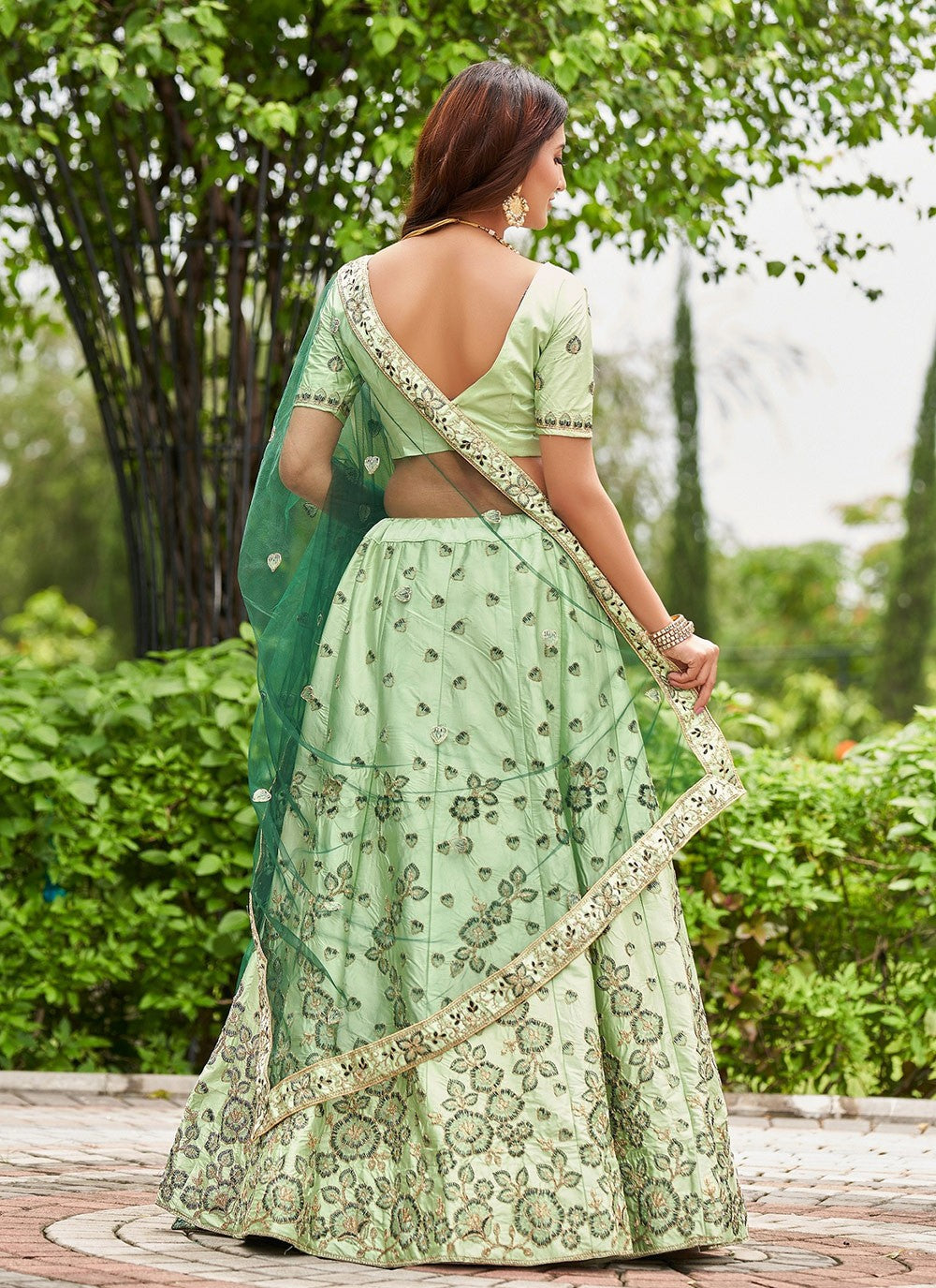 Embroidered Satin Silk A - Line Lehenga - L2106