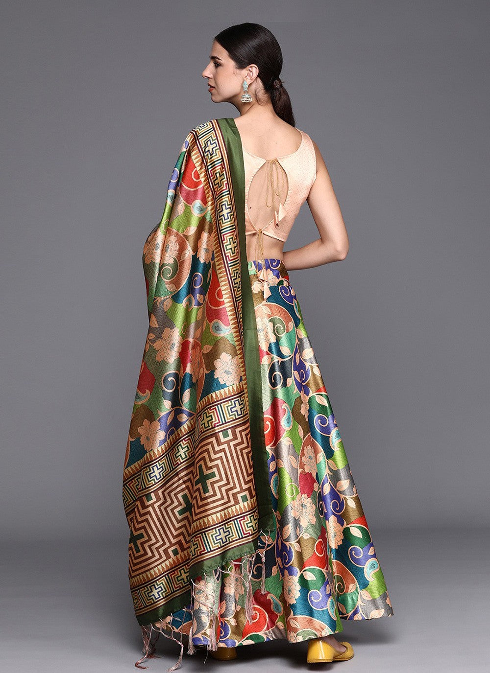 Digital Print Satin Silk A - Line Lehenga - L2134