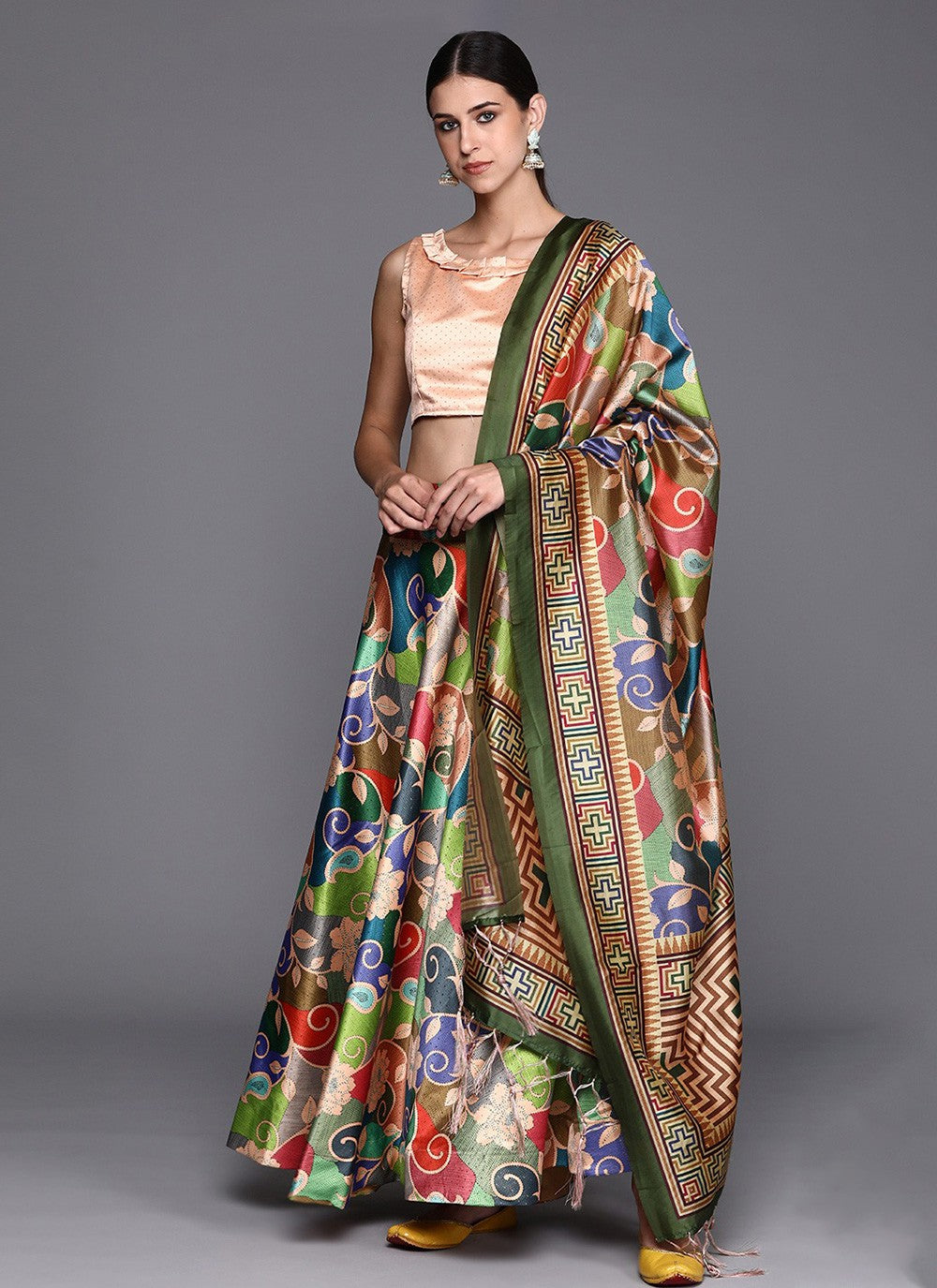 Digital Print Satin Silk A - Line Lehenga - L2134