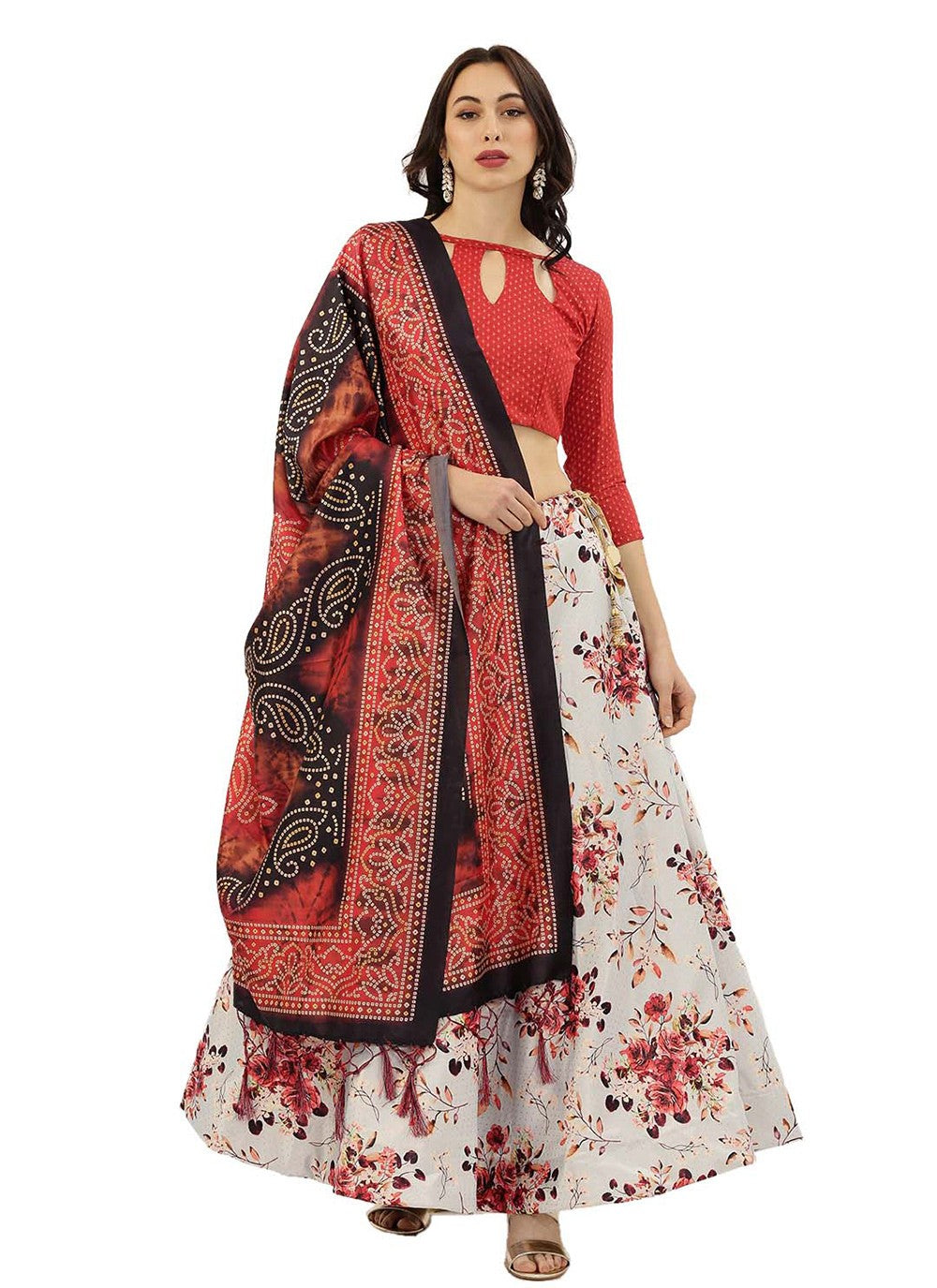 Digital Print Satin Silk A - Line Lehenga - L2134