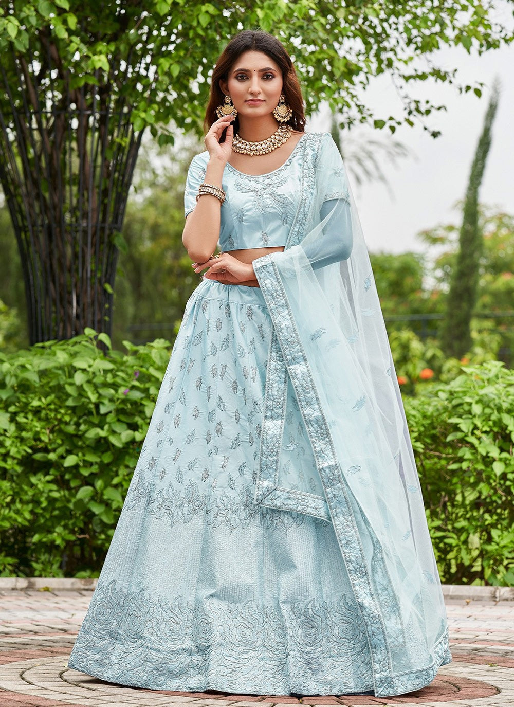 Embroidered Satin Silk A - Line Lehenga - L2106