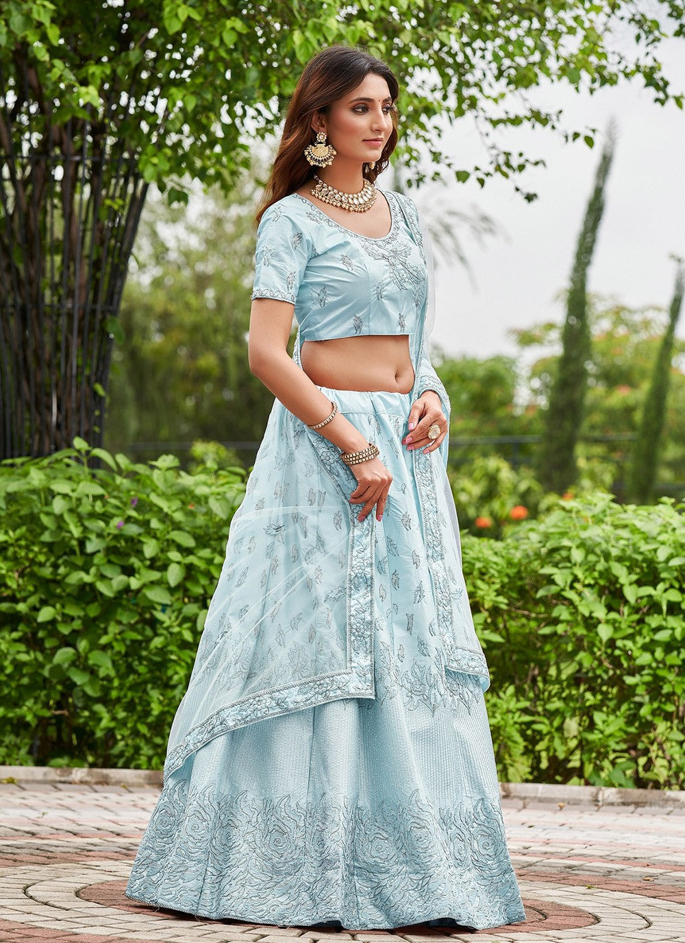 Embroidered Satin Silk A - Line Lehenga - L2106