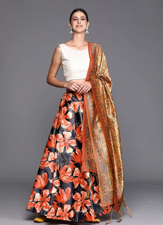 Digital Print Satin Silk A - Line Lehenga - L2115