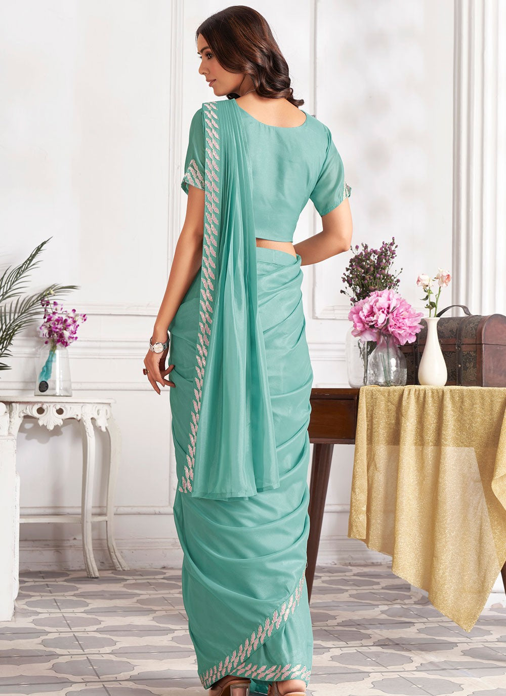 Classic Embroidered Georgette Saree - S6628