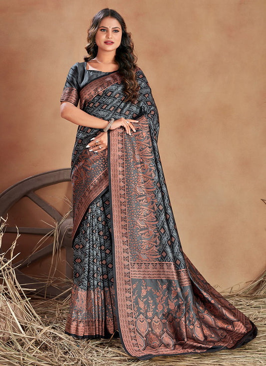 Contemporary Woven Satin Silk Saree - S2838