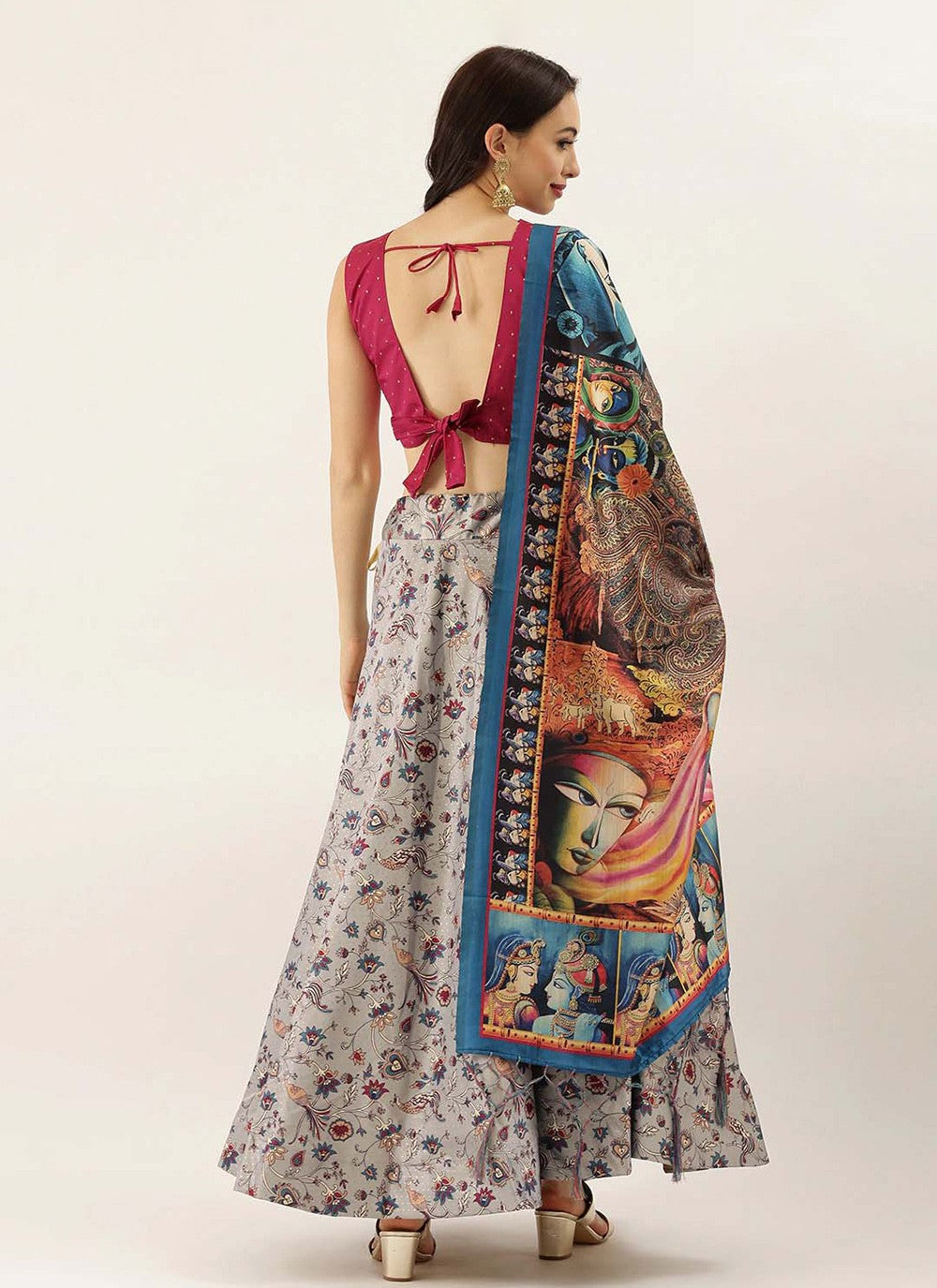 Digital Print Satin Silk A - Line Lehenga - L2134