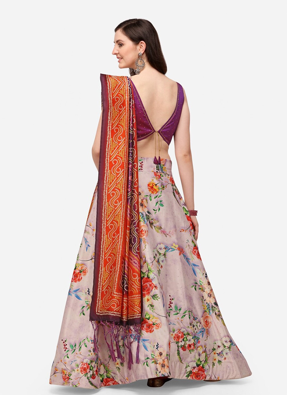 Digital Print Satin Silk A - Line Lehenga - L2134