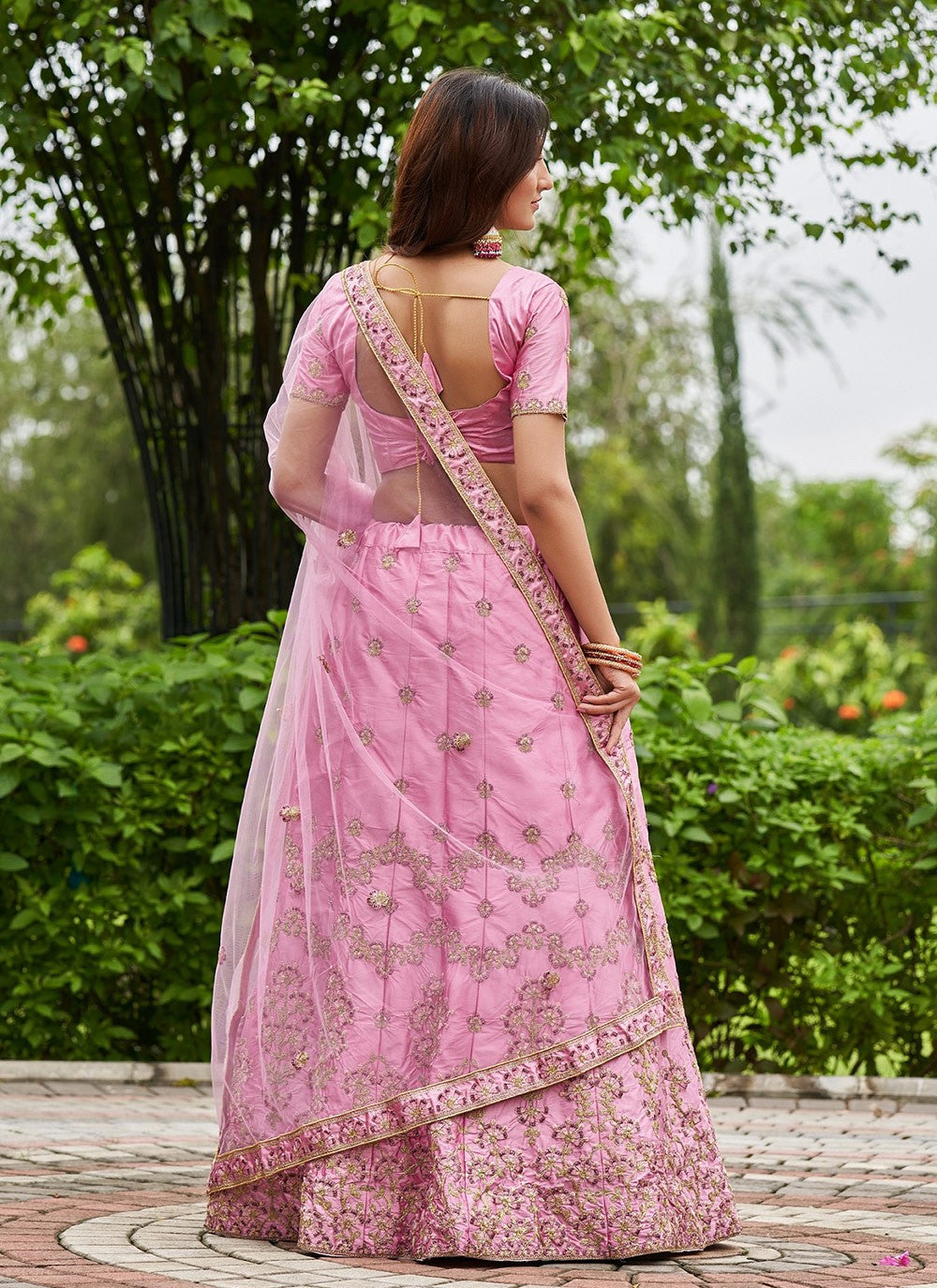 Embroidered Satin Silk A - Line Lehenga - L2106