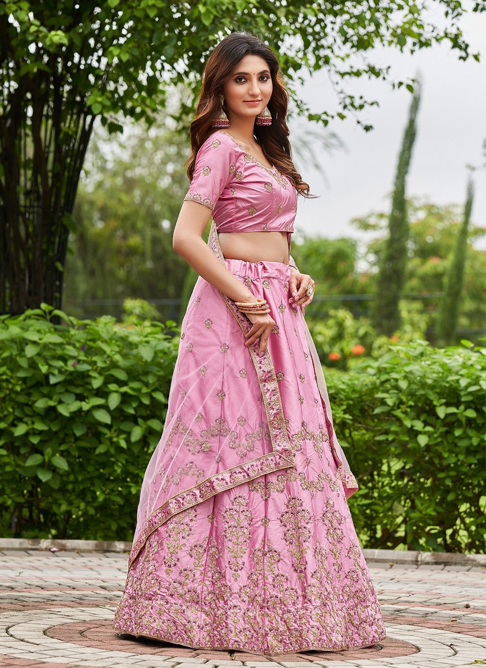 Embroidered Satin Silk A - Line Lehenga - L2106