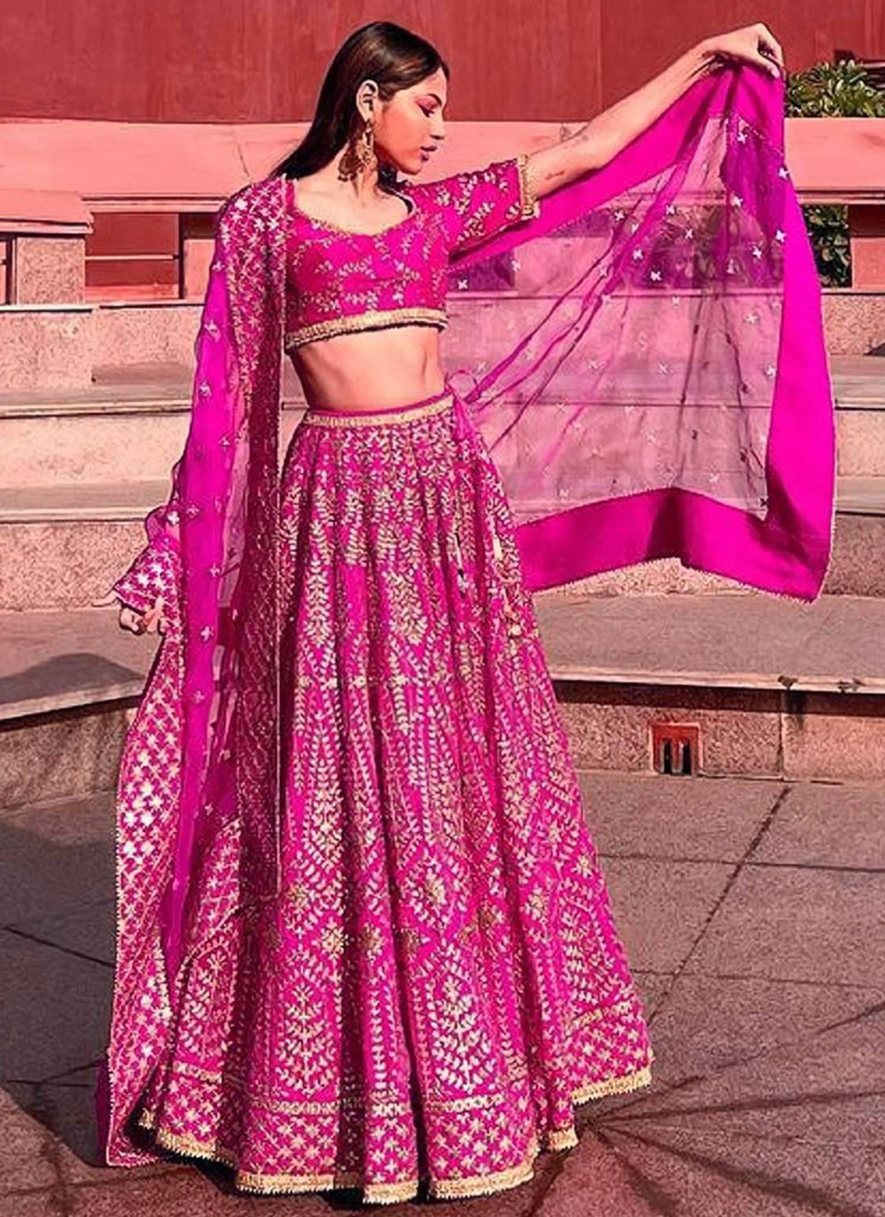 Plain Faux Georgette A - Line Lehenga - L2547