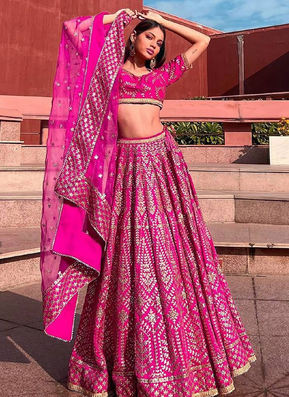 Plain Faux Georgette A - Line Lehenga - L2547