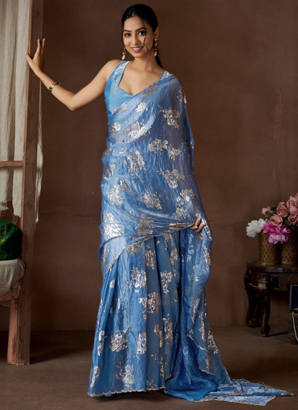 Classic Border Work Satin Silk Lavender Saree - S10878