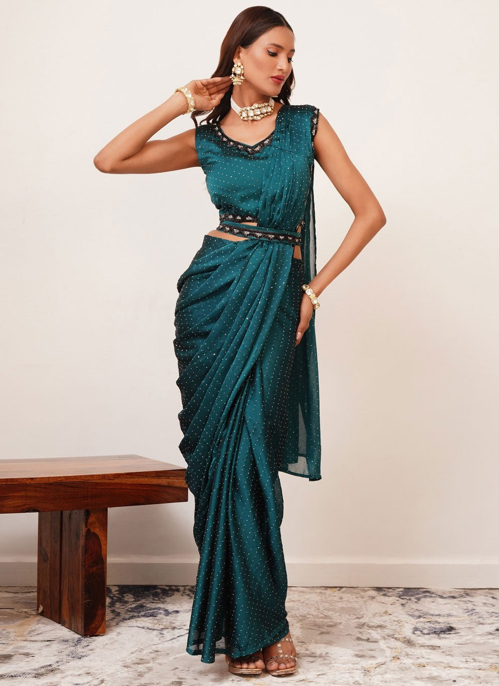 Classic Stones Satin Silk Saree - S9817