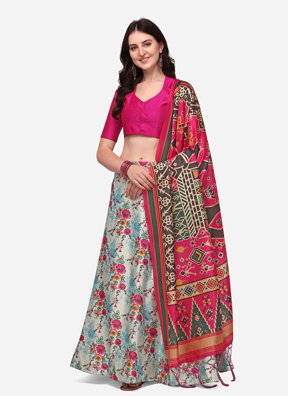 Digital Print Satin Silk A - Line Lehenga - L2124