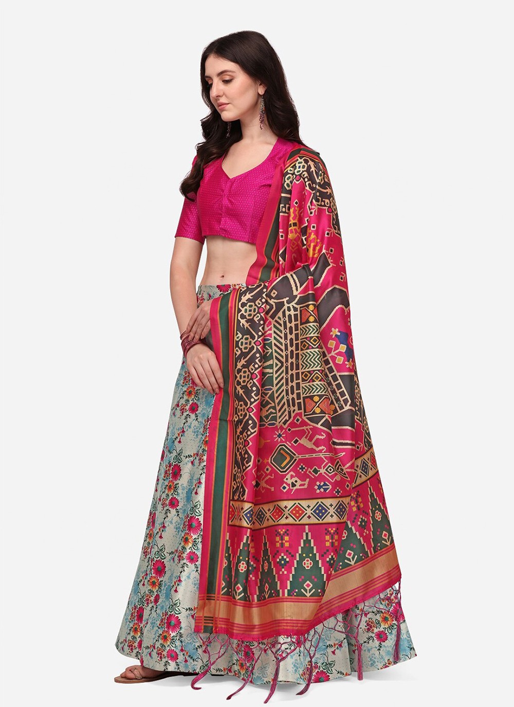 Digital Print Satin Silk A - Line Lehenga - L2124