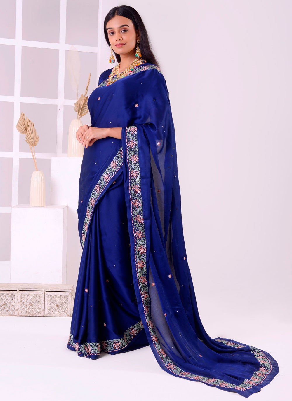 Classic Embroidered Georgette Saree - S7727