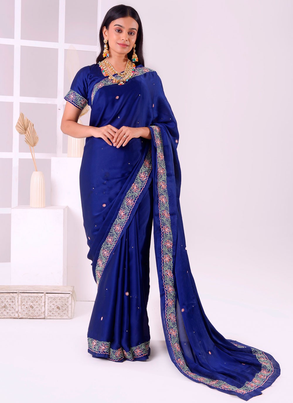 Classic Embroidered Georgette Saree - S7727