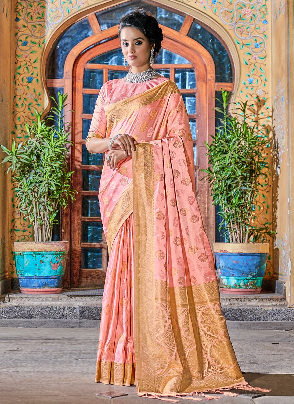 Contemporary Weaving Zari Satin Silk Saree - S2067