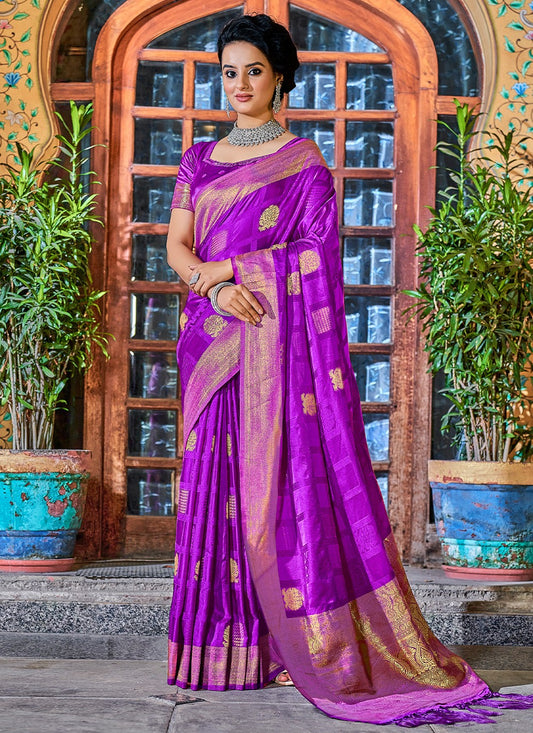 Contemporary Weaving Zari Satin Silk Saree - S2067