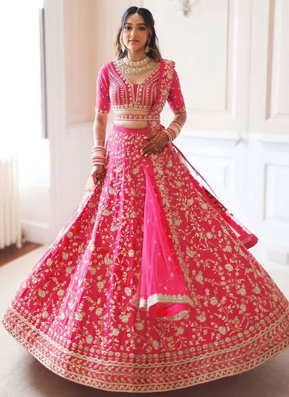 Plain Faux Georgette A - Line Lehenga - L2547