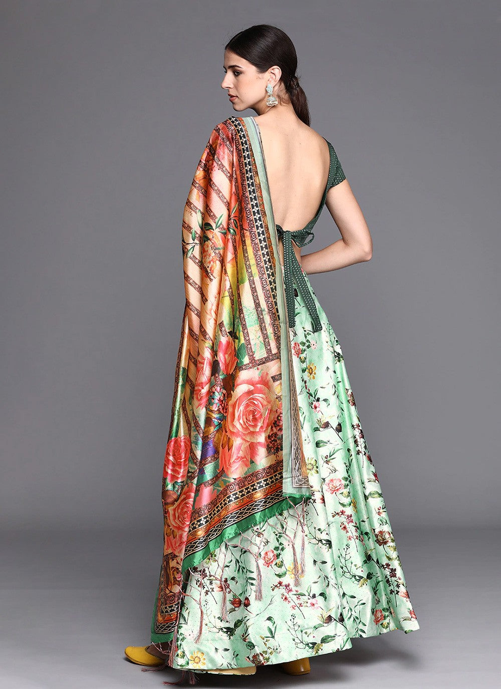 Digital Print Satin Silk A - Line Lehenga - L2115