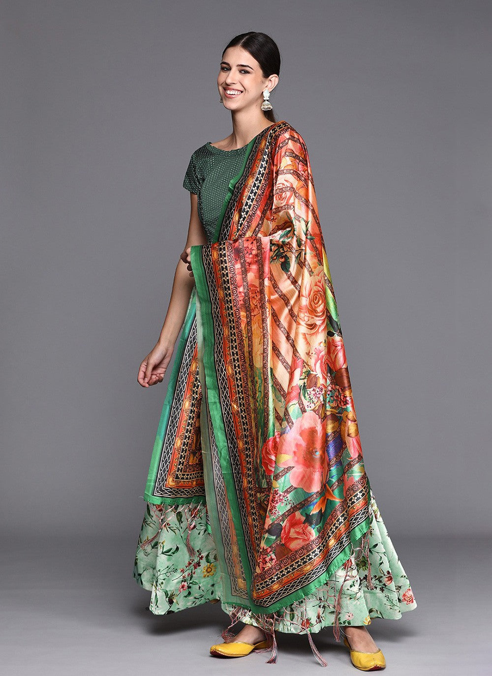 Digital Print Satin Silk A - Line Lehenga - L2115