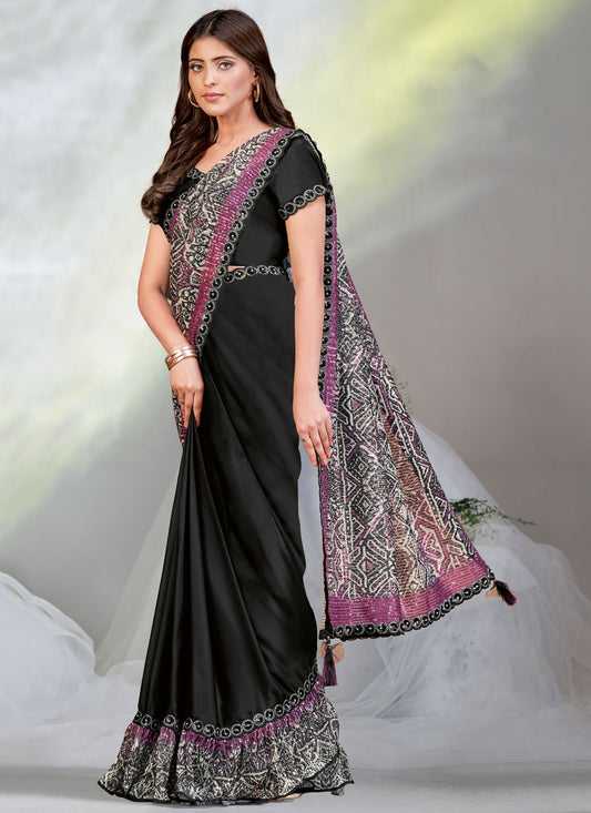 Trendy Sequins Satin Silk Saree - S8615