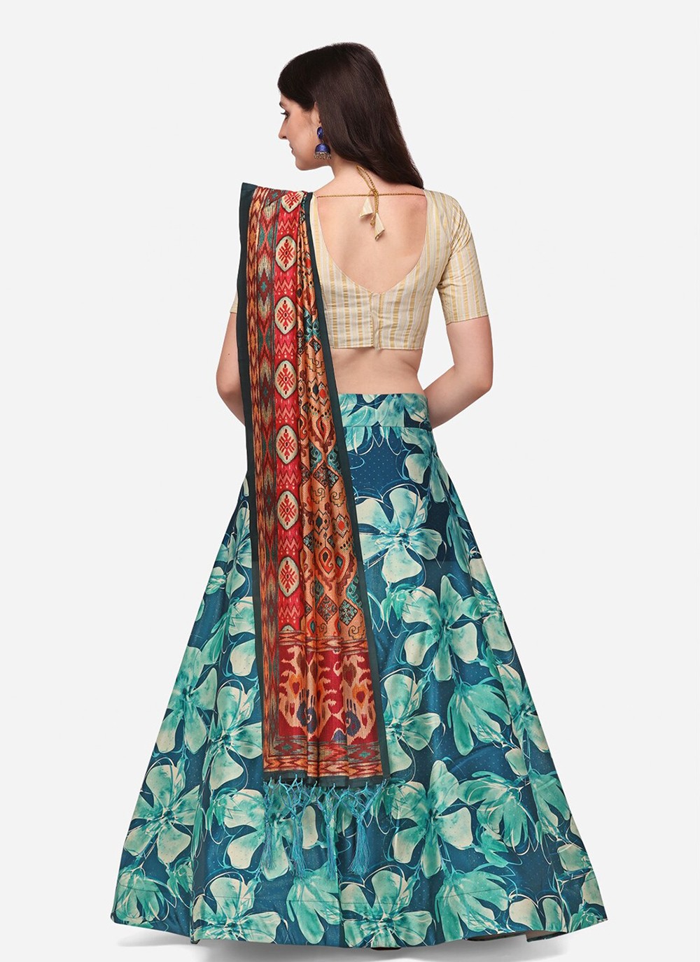 Digital Print Satin Silk A - Line Lehenga - L2115