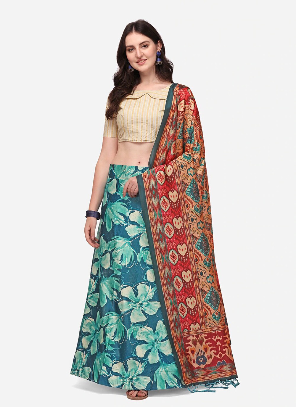 Digital Print Satin Silk A - Line Lehenga - L2115