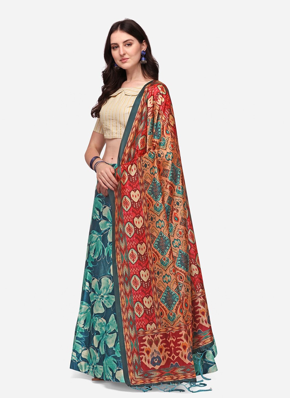 Digital Print Satin Silk A - Line Lehenga - L2115