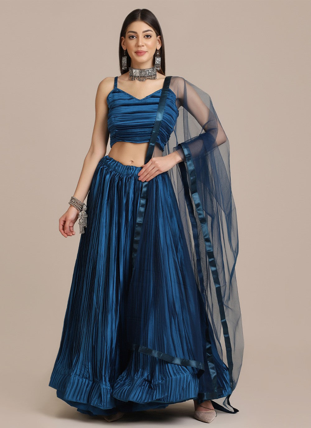 Plain Satin Silk A - Line Lehenga - L0623