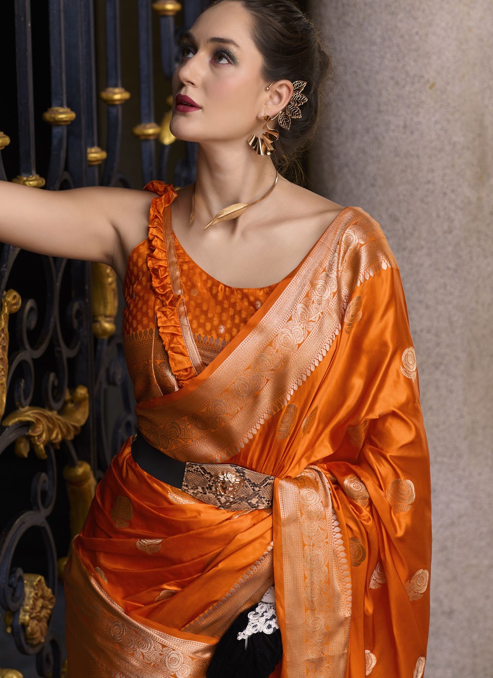 Classic Weaving Zari Satin Silk Saree - S9129