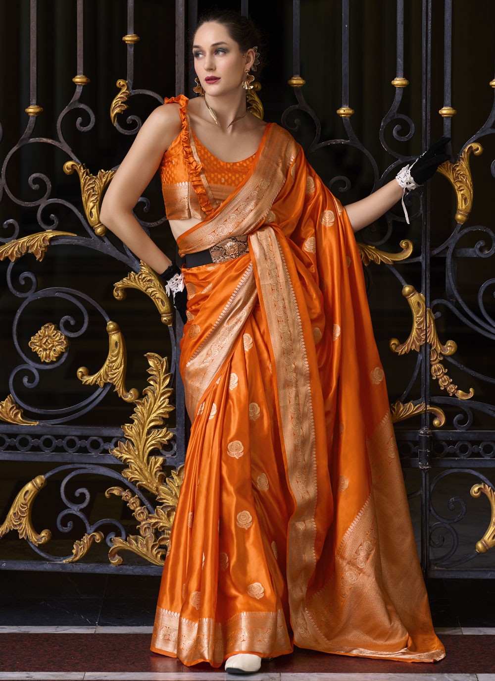 Classic Weaving Zari Satin Silk Saree - S9129